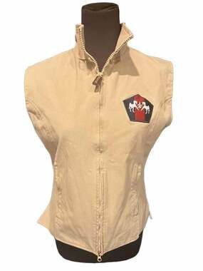 Equine Couture Vest Size L Beige Equestrian Full Zip